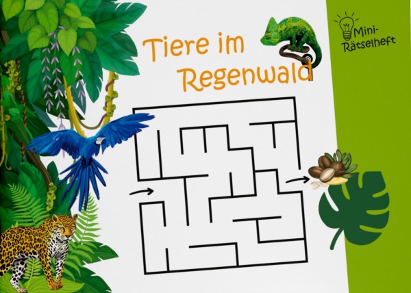 Mini-Rätselheft - Tiere im Regenwald